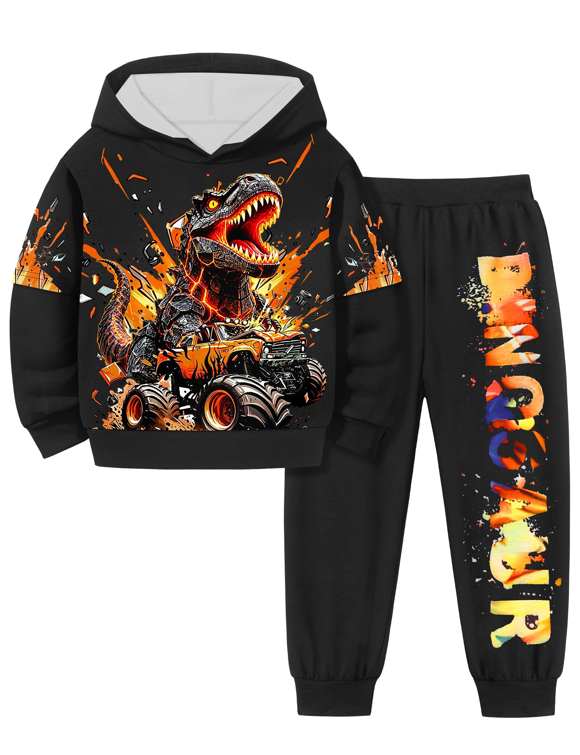 Toddler Boy Clothes Dinosaur Printed Hoodies Long Sleeve Pant Sets | Toddler Clothes for Boys Sweatpants Set T-Rex Sweatshirts 2pcs Toddler Boy Outfits Fall Winter Spring