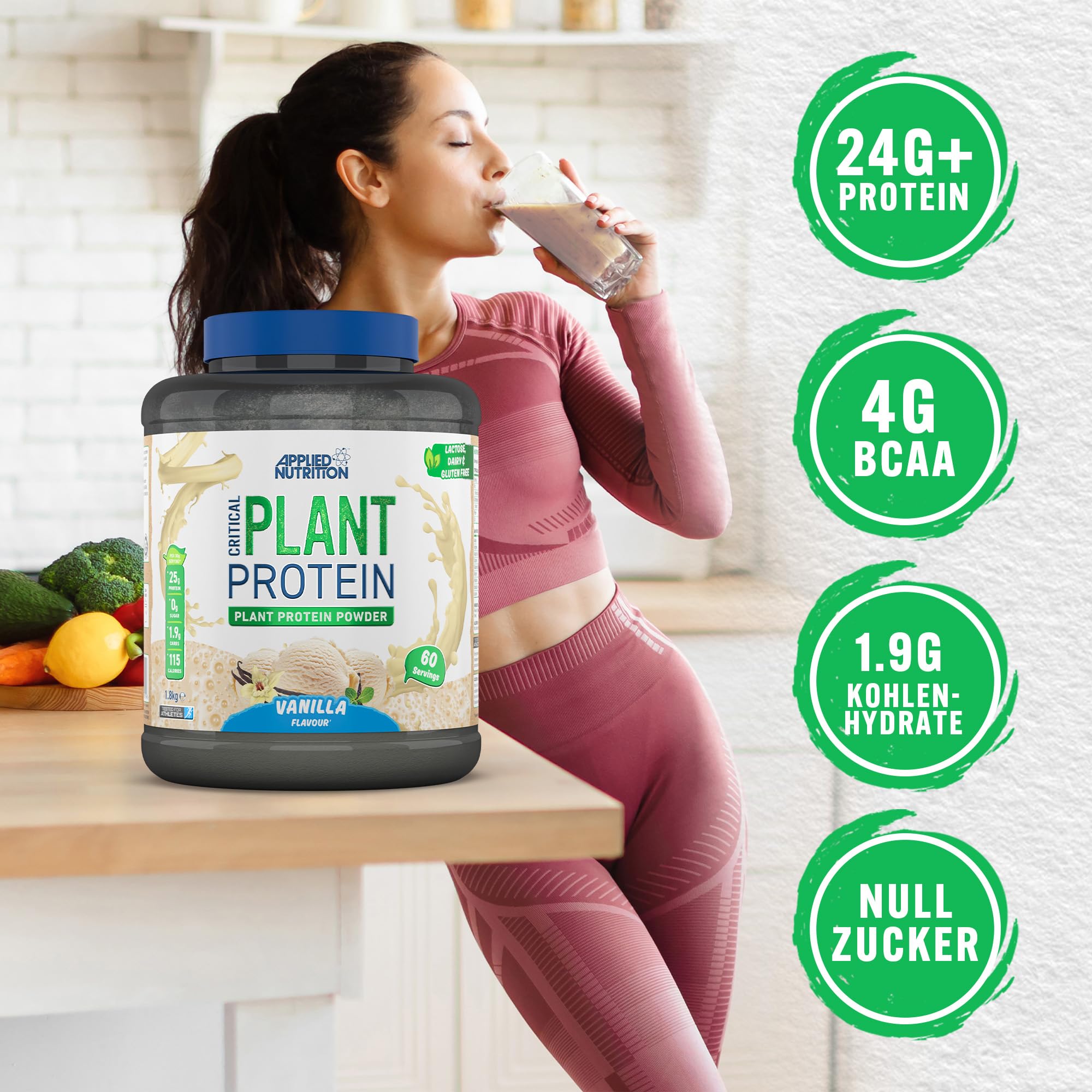 Applied Nutrition Critical Plant - Veganes Proteinpulver mit Soja, Erbsen und Reisproteinen & Essenziellen Aminosäuren (1.8kg) Chocolate Protein Shake