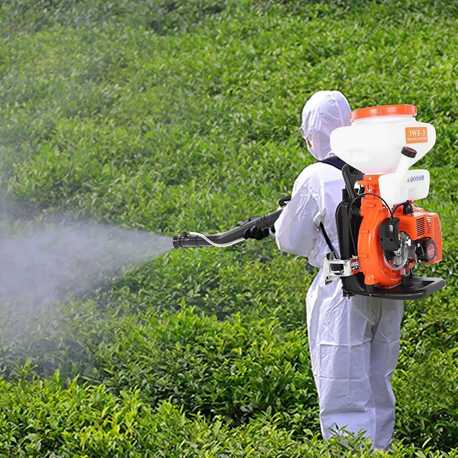 Nebulizzatore agricolo da 14 litri, alimentato a motore a benzina, soffiatore per foglie 7500r/min, a zaino, per applicazioni in giardino e acqua