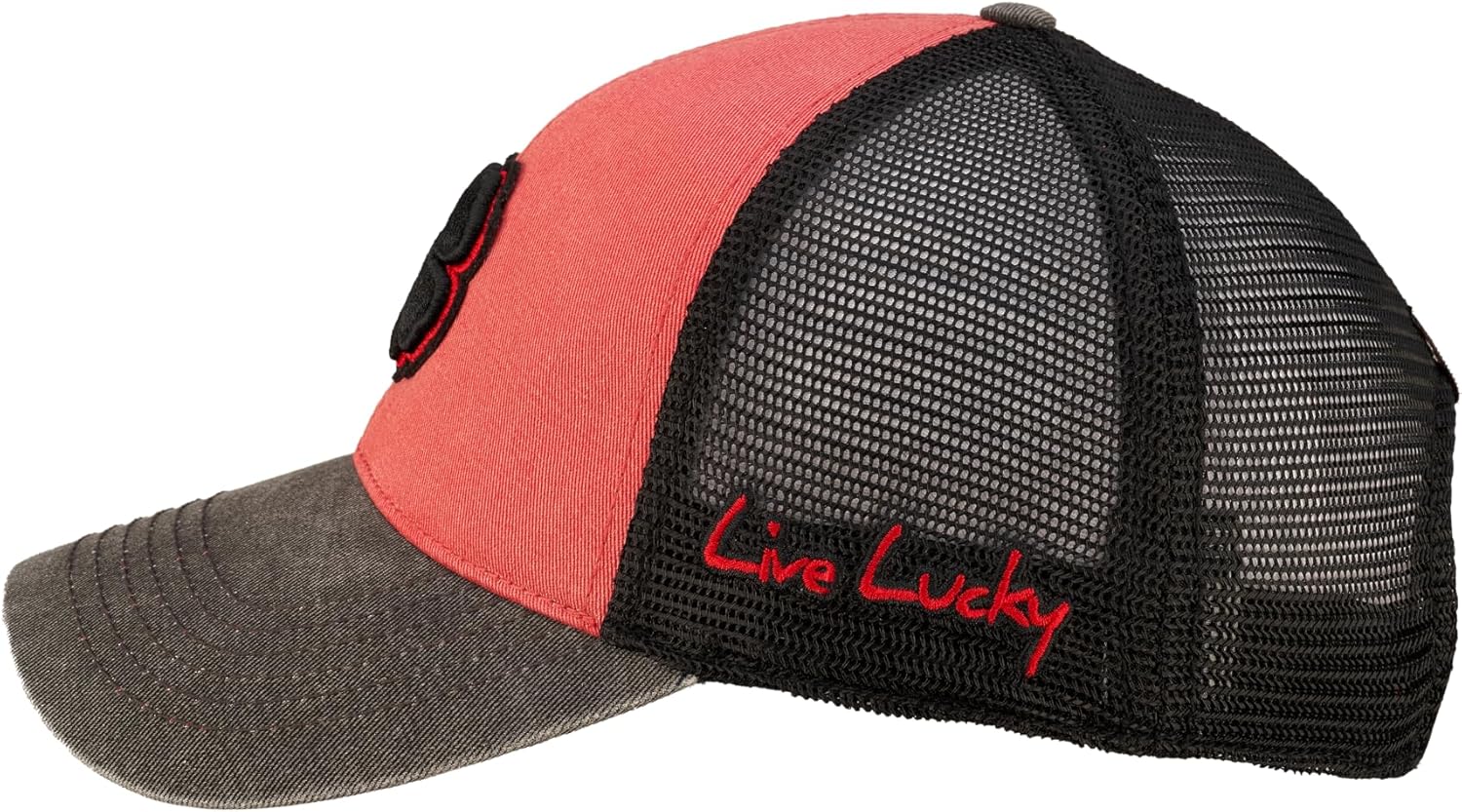 Black Clover Two Tone Vintage 34 Adjustable Hat - Unisex Cap - Curved Brim - Adjustable Snapback - Outlined Clover Red/Black Hat/3d Black Clover/Red Trim Felt Patch One Size One Size