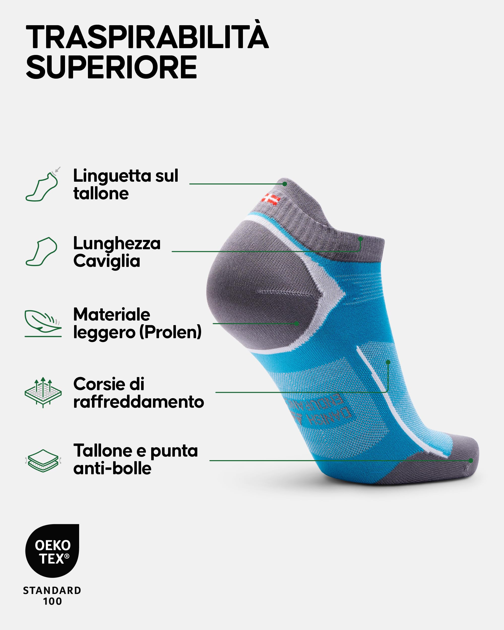 DANISH ENDURANCE Calzini da Running Uomo Donna Corti, Calze da Corsa Anti Vesciche, Tecnici e Sport, 3 o 5 Paia