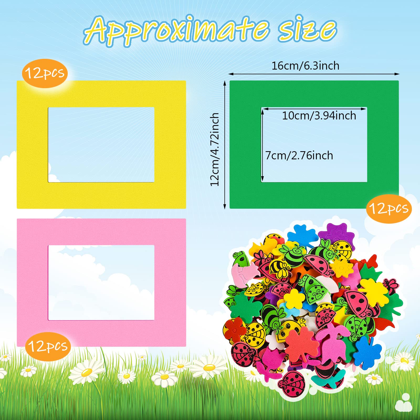 Gersoniel Spring Picture Frame Craft Kits for Kids, Foam Picture Frames DIY Craft Photo Frames with Flower Butterfly Foam Stickers for Home Classroom Game Activities Bulletin Board Decoration(177)