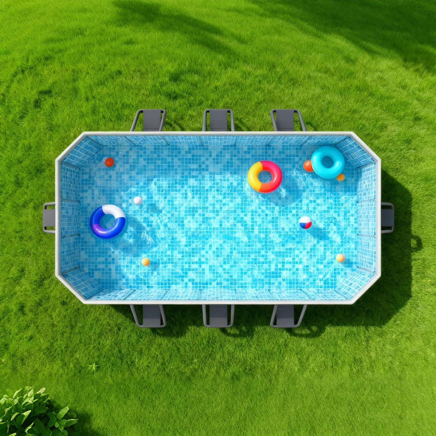 Foldable Pool,5FT 6FT 7FT 8.5FT 10FT Non-Inflatable Large Swimming Pool for the Whole Family, Dual Drainage Holes for Backyard, Garden, Outdoor Water Fun(3m/10ft)