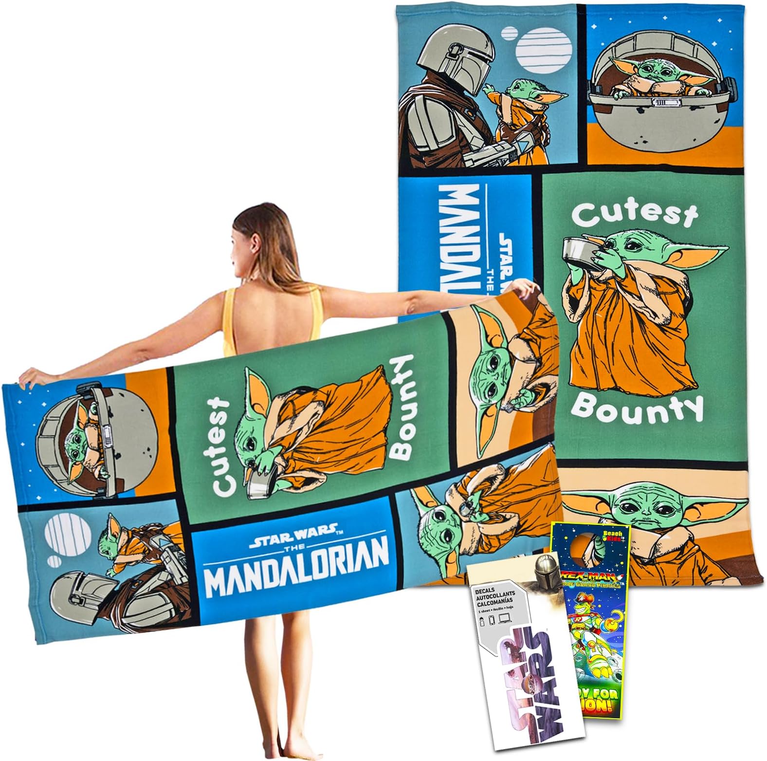 Star Wars Baby Yoda Beach Towel Set Bundle with 40" x 72
