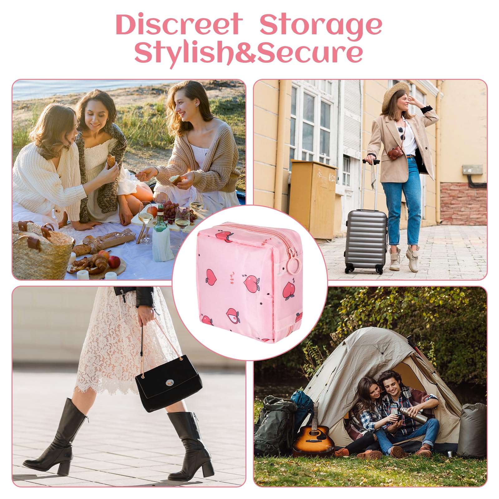4Pcs Sanitary Napkin Storage Bag, Portable Period Bag for Teen Girls Woman, Pad Pouch Tampon for Purse, Reusable Zipper Period Pouches for Teen School Office Travel Feminine Care Organizer, Cute