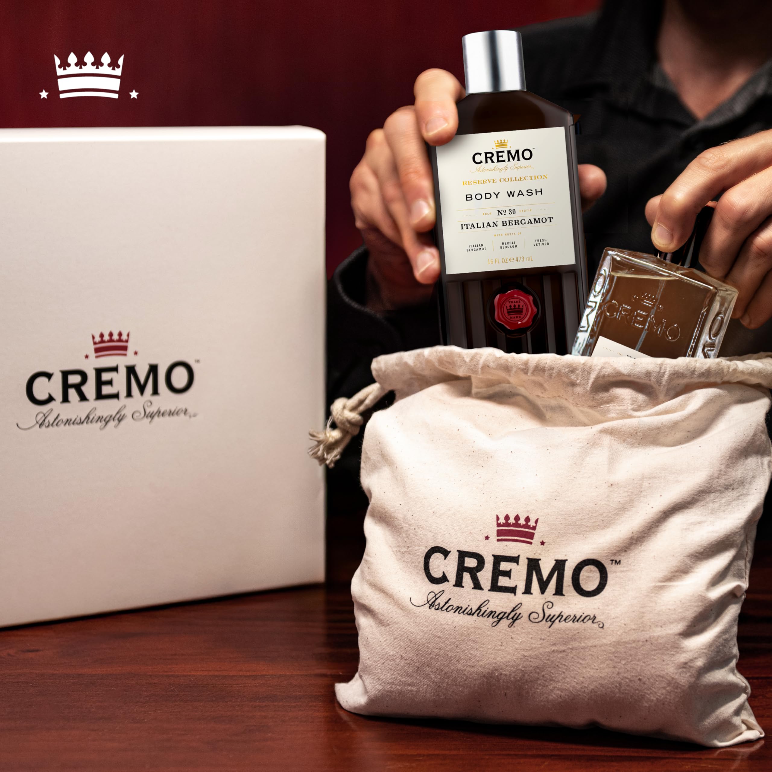 CREMO Italian Bergamot – Set Regalo da Uomo Eau de Toilette 100 ml + Bagnoschiuma 473 ml – Fragranza speziata