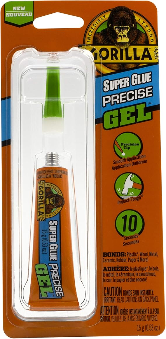 Gorilla Glue Super Glue Precise Gel, Precision Tip for Smooth Application, Versatile Bonding
