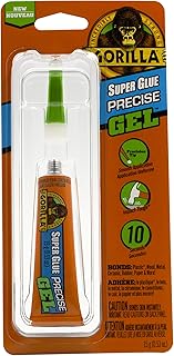 Gorilla Glue Super Glue Precise Gel, Precision Tip for Smooth Application, Versatile Bonding Usages, Fast-Setting, Clear, (0.53oz/15g, Pack of 1), 6901202