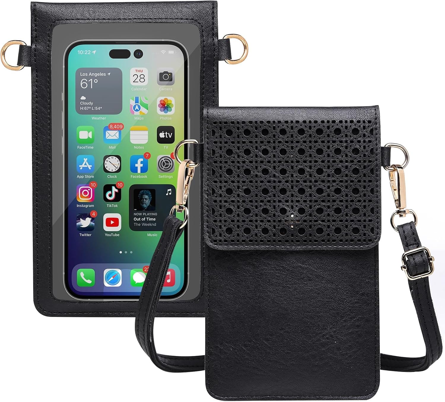 AnsTOP Mała torebka na telefon komórkowy crossbody dla kobiet - przezroczysta torba crossbody dla kobiet mini etui na telefon, torebka 01/czarna