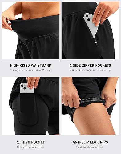 Miniatura 5 de Bikewa - Pantalones cortos de bicicleta de montaña para mujer, con acolchado 4D, para ciclismo, con bolsillos con cremallera