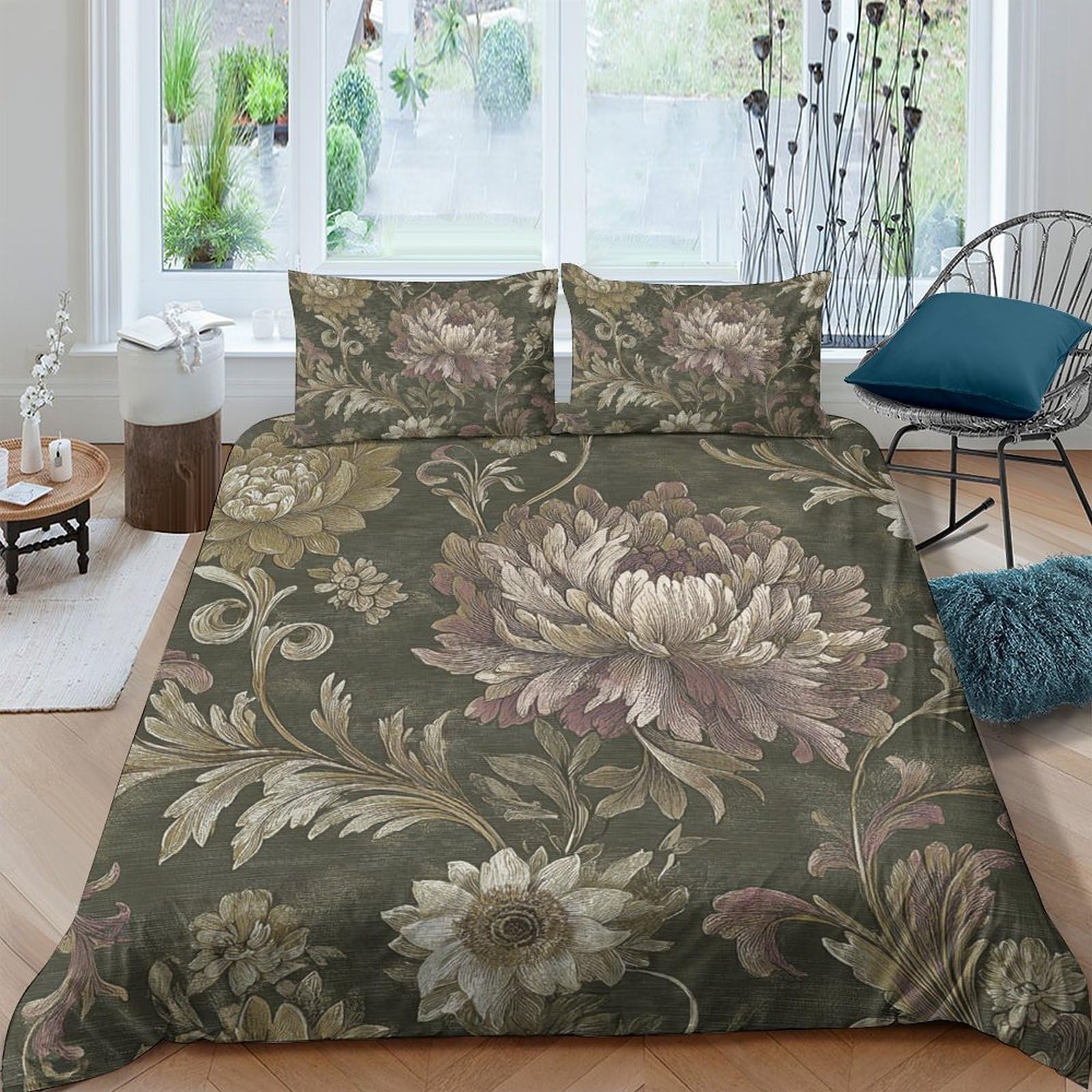 Housse de couette vintage florale 140x200 pour une chambre cosy
