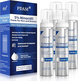 Minoxidil for Men and Women Foam Hair Growth - 5% Minoxidil Foam Hair Regrowth Treatment for Men, Topical Hair Loss Treatments, Extra Strength Thicker & Fuller Hair, 4 x 2.11 oz for 4 Months