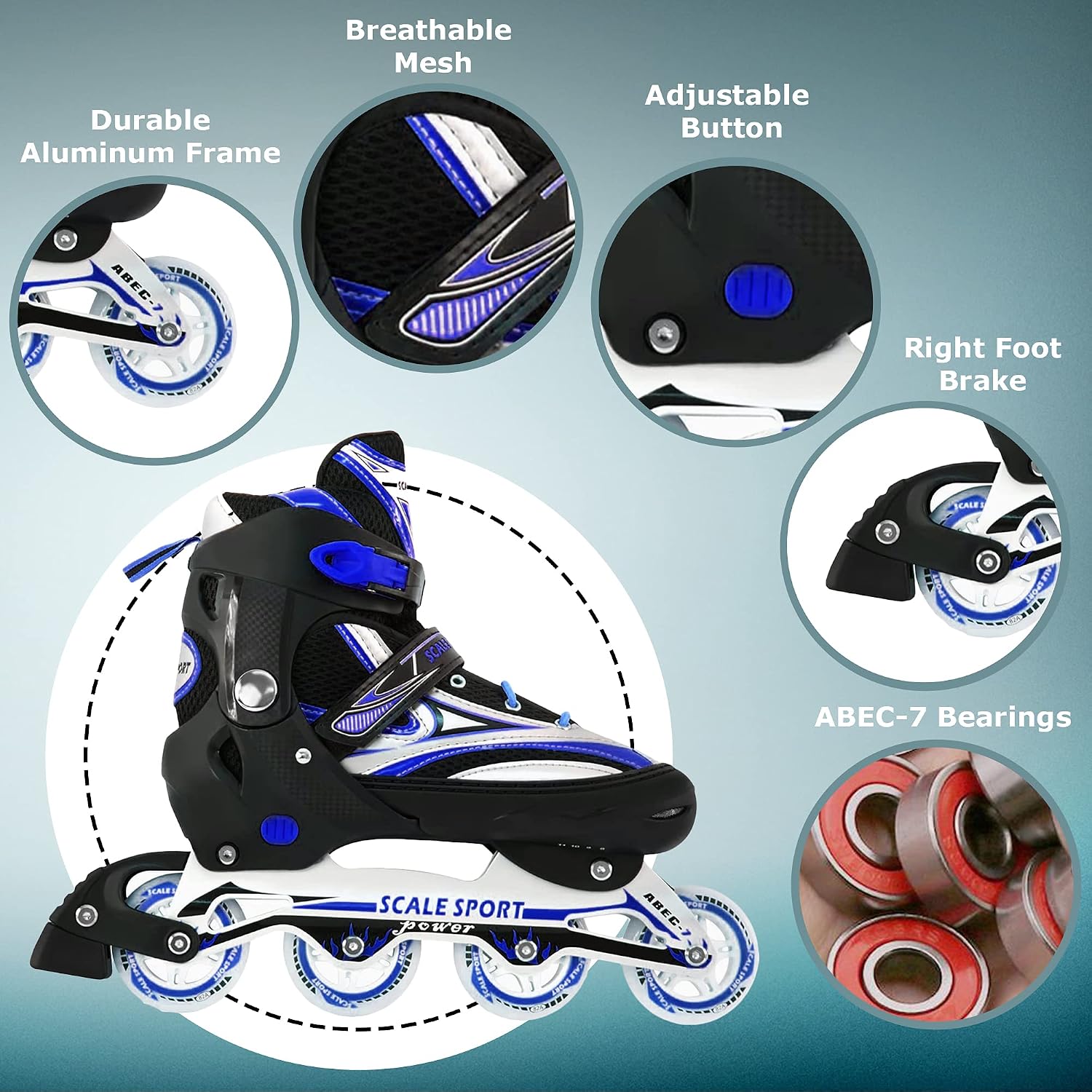 Adjustable Inline Skate Size 8-11 US for Ladies Or Teens