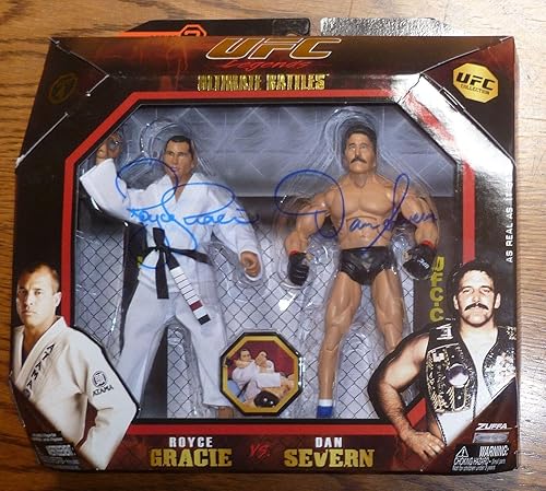 Dan Severn & Royce Gracie Signed Jakks Pacific UFC 4 Legends Action Figure 2010 - Autographed UFC Miscellaneous Products