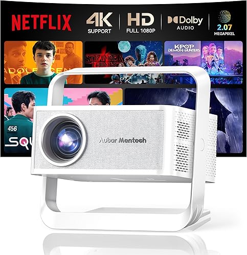 Projector with WiFi and Bluetooth, Smart 4K Projector Built-in 10,000+ APPS for Dolby Audio Home Theater Movie, Native 1080P Portable Outdoor-Proyector with HDR10+