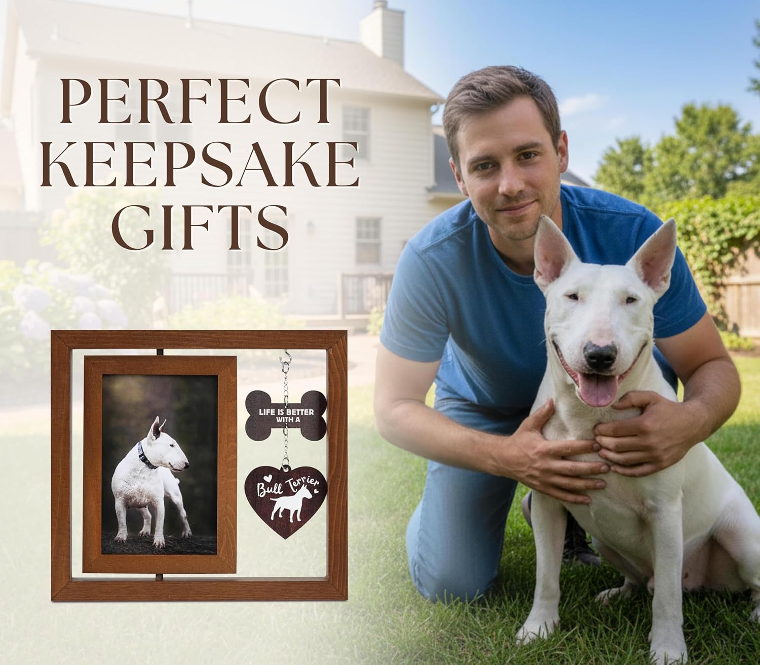 InnoBeta Bull Terrier Gifts, Rotating Picture Frame, 4x6 Double-Sided Display Photo Frame, Life is Better with A Bull Terrier