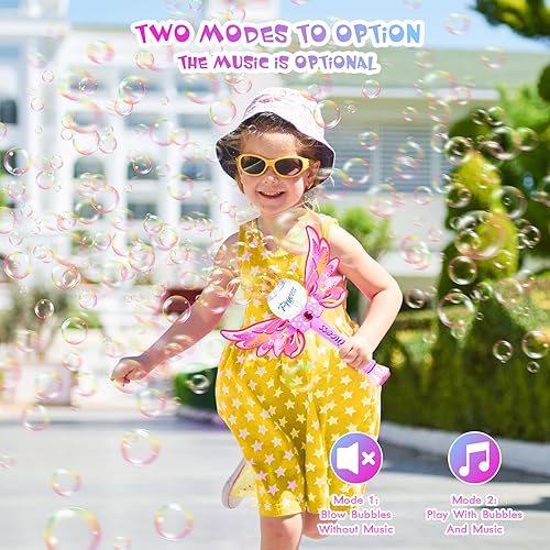Miniatura 2 de Varita mágica de burbujas de princesa para niños, máquina automática de burbujas con luz y música para exteriores, divertido juguete congelado para