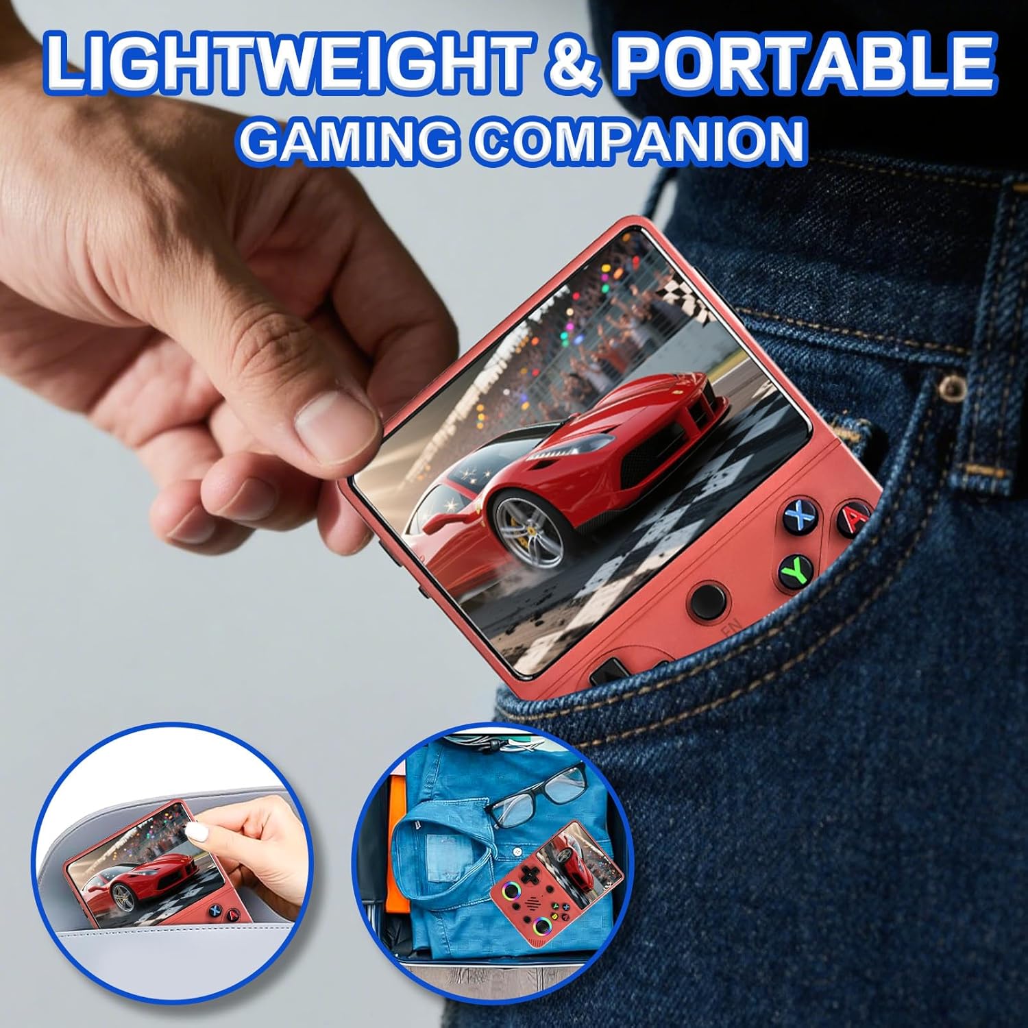 RG36PRO Retro Handheld Game Console - Open Source System,3.5" IPS Screen,30,000+ Classic Games,64G TF Card, 3000mAh Battery,Portable Console for Teen or Partner-Gift for Christmas -Red1