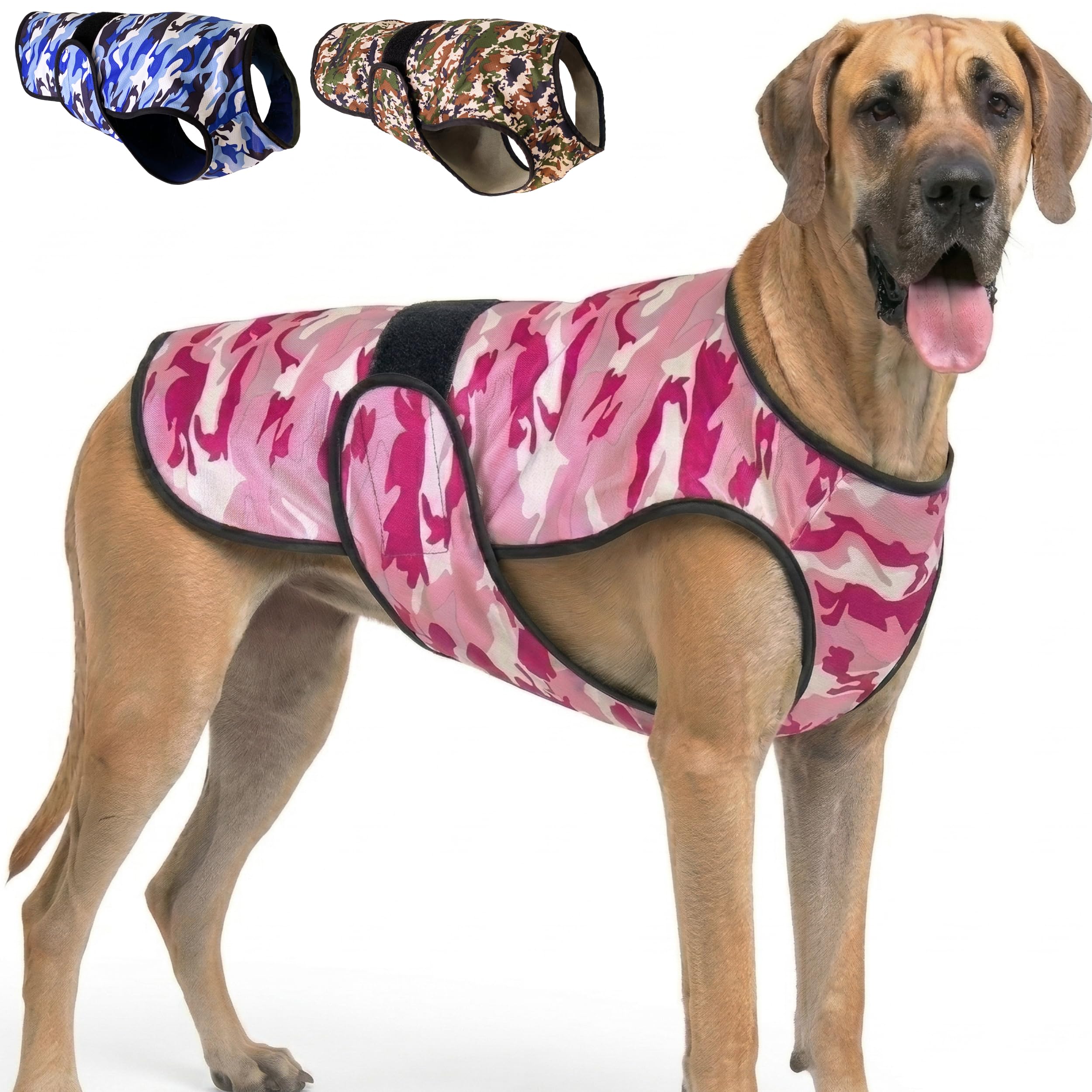 LUCOLOVE Dog Cooling Vest - 2-Layer Cooling with Soft Microfiber Fabric - Lightweight, Adjustable and Comfortable - UV Protection for Small to Large Dogs - Relief in Hot Weather (Pink, XX-Large)