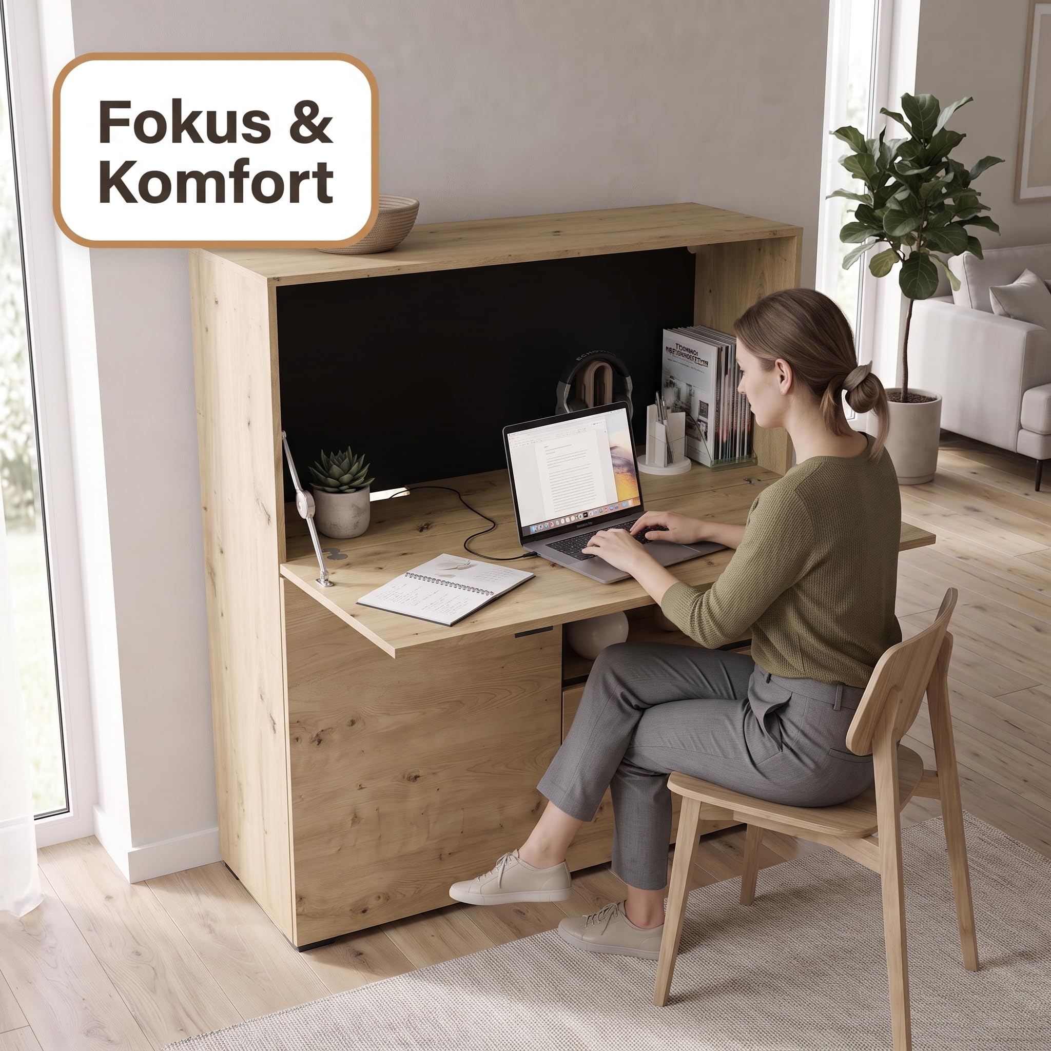byLIVING Sekretär Frame, klappbarer Schreibtisch, Artisan Eiche-Optik