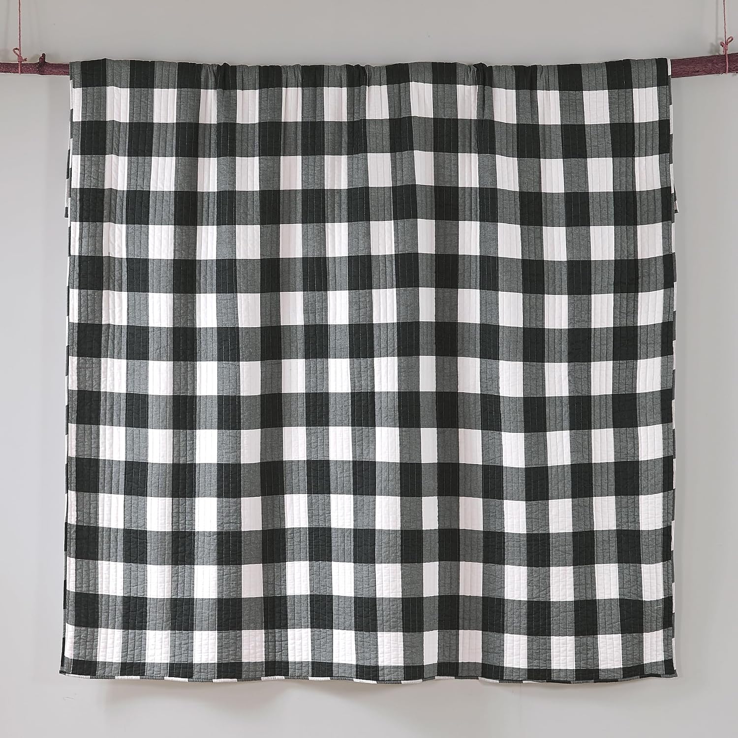 Levtex Home - Camden Quilt Set -Full/Queen Quilt + Two Standard Pillow Shams - Buffalo Check in Black and Cream - Quilt Size (88 x 92 in) and Pillow Sham Size (26 x 20 in) - Reversible Pattern -Cotton
