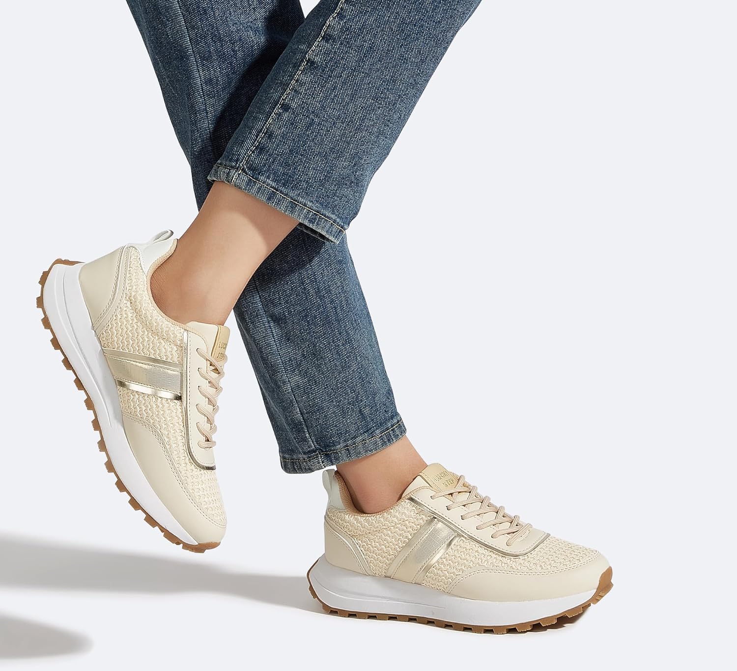 LUCKY STEP Women Platform Walking Shoe Fashion Retro Classic Casual Trainers Braided Rhinestone Sneakers Tennis Running Walking Shoes - Image 2