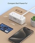 TROND Surge Protector Power Bar with PD 20W USB C, 6 Multiple Outlet 5ft | 900J Desktop Power Bar, Small Flat Plug Extension Cord Indoor, Wall Mount for Dorm Room Home Office Essentials, White