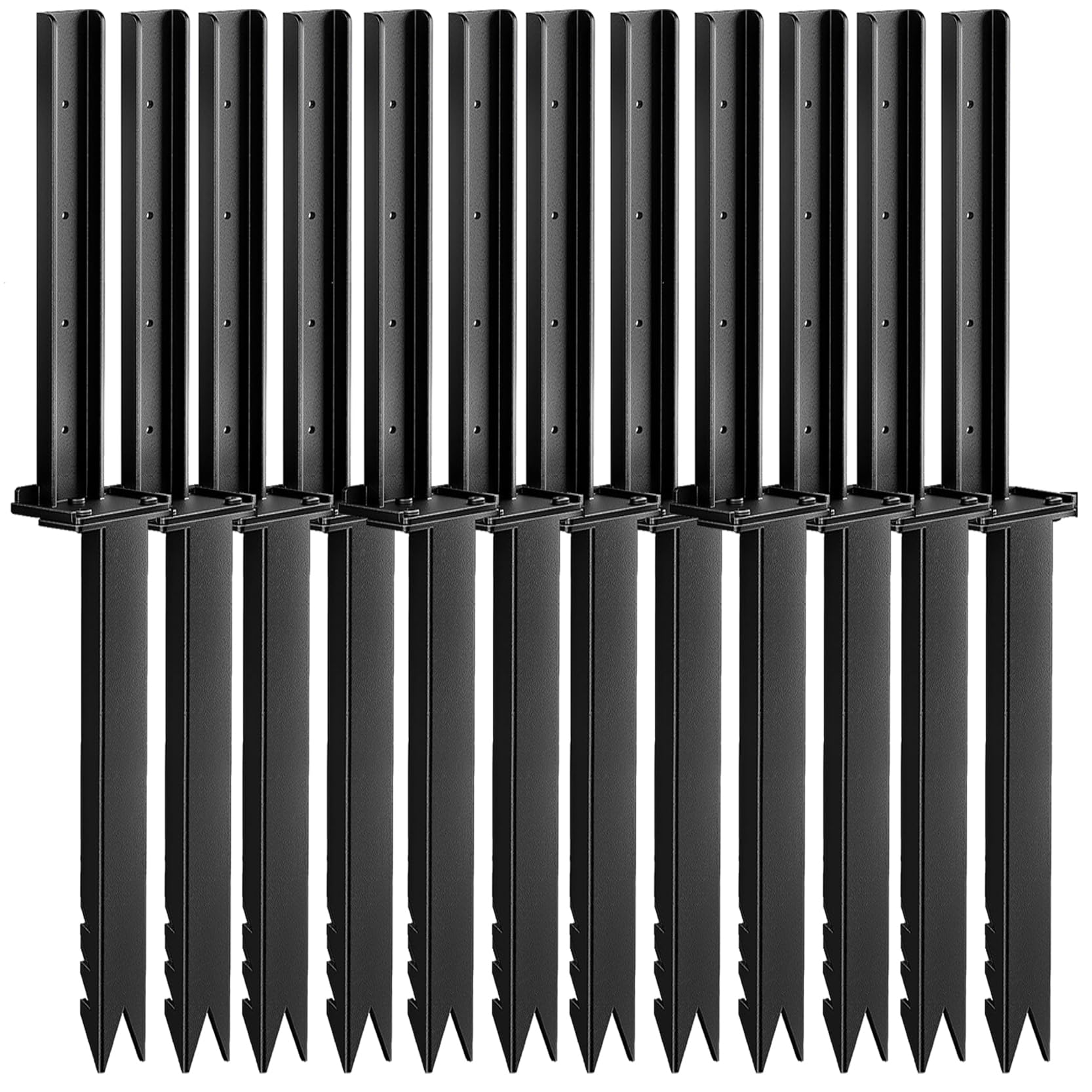 GOUZIBHD Separate Upper and Lower Parts Steel Stakes for Leaning Wood Posts, Leaning Fence Post Repair Kit Heavy Duty, Fence Post Fix Stabilizer Support Thickened Stainless Screws(Color:12pack)
