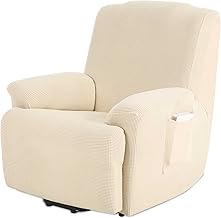 TIANSHU 1 Seater Recliner Cover, Elastic Reclining Covers, Protector Relax Armchair Cover, Sofa Cover, Washable and Elastic Sofa Covers for Furniture (Beige)