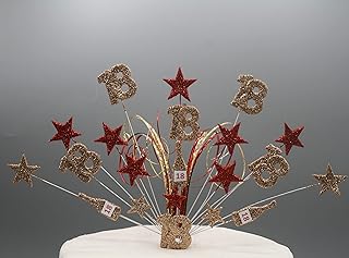 Cake Topper Champagne Stars Hearts on Wires Birthday Cake Spray Explosion Cake Decoration Personalised 16th 18th 21st 30th 40th 50th 60th 70th 80th 007