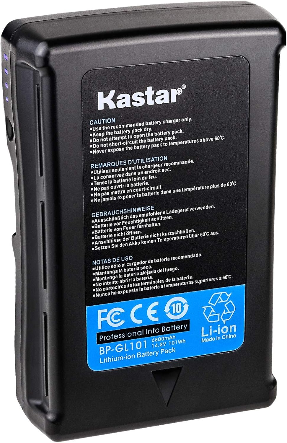Kastar High Capacity Battery 14.8V 6800mAh 101Wh Replacement for Sony BP-FL75 V-Mount/V-Lock Battery Sony BC-L70 BC-L160 BC-L70A BC-L90 Charger and Sony Professional Video Camcorders and LED Lights