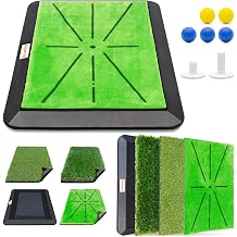 Golf Practice Mat,Golf Mats for Backyard Office & Garage Hitting Training | Non-Slip Heavy-Duty Rubber Base,Premium Turf Material,Instant Swing Path Feedback,3 Replacement Golf Practice Mats