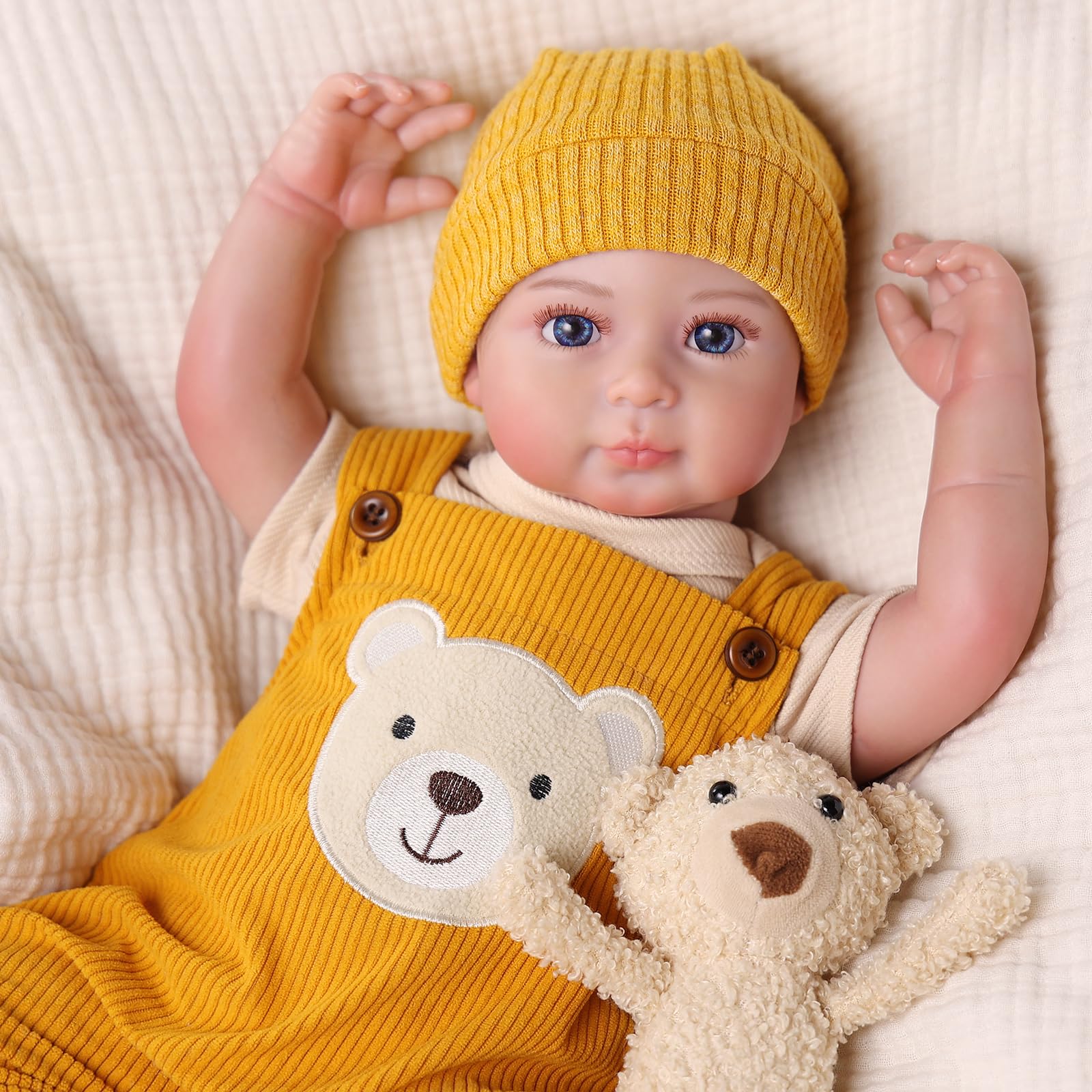BABESIDE Bambole Reborn Maschio - 20 Pollici Bambola Realistica con Corpo in Tessuto Morbido, Bambole Neonata con Outfit & Accessori, Adatta ai Vestiti per Neonati, Regalo per Bambini 3+