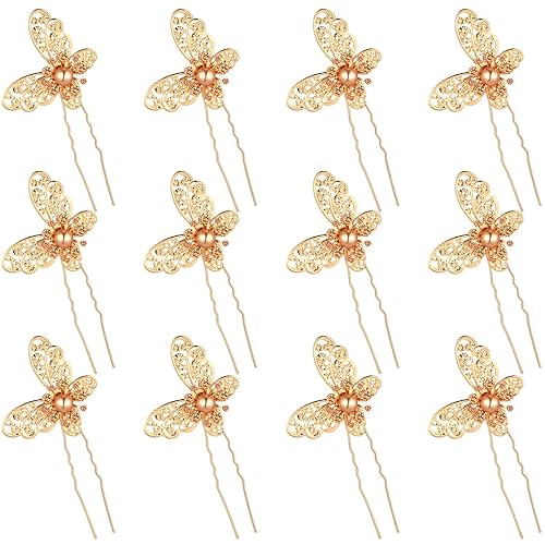Miniatura 8 de 12 pinzas de mariposa para el cabello, pinzas para el cabello con perlas de cristal, horquillas para el cabello de novia, boda, accesorios para el