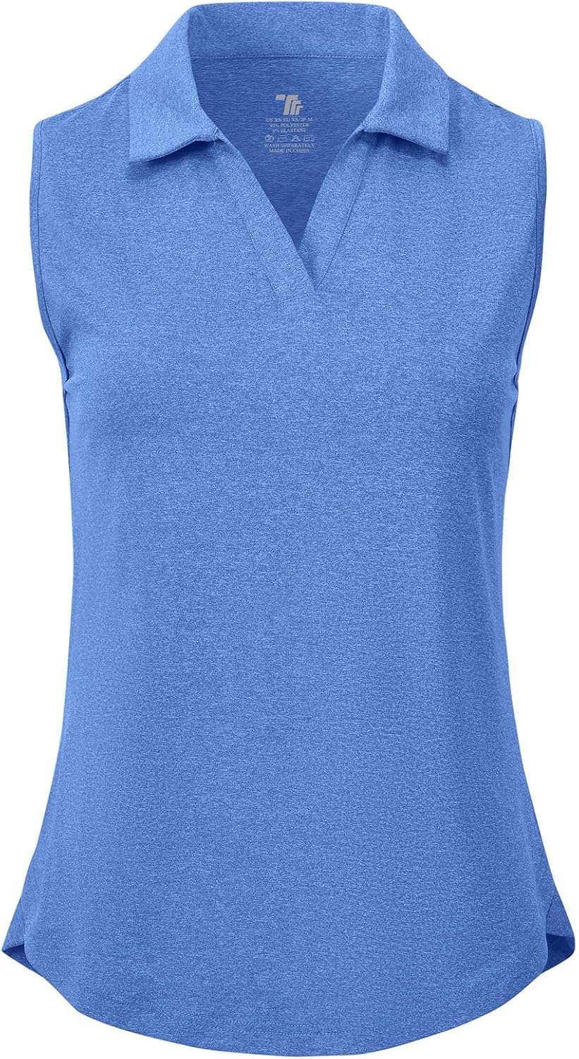 Size XXL BGOWATU Women's Sleeveless Golf Polo Shirts Collared V Neck Tennis Tank Tops UPF 50+ Quick Dry Lightweight Large 10-dark Blue