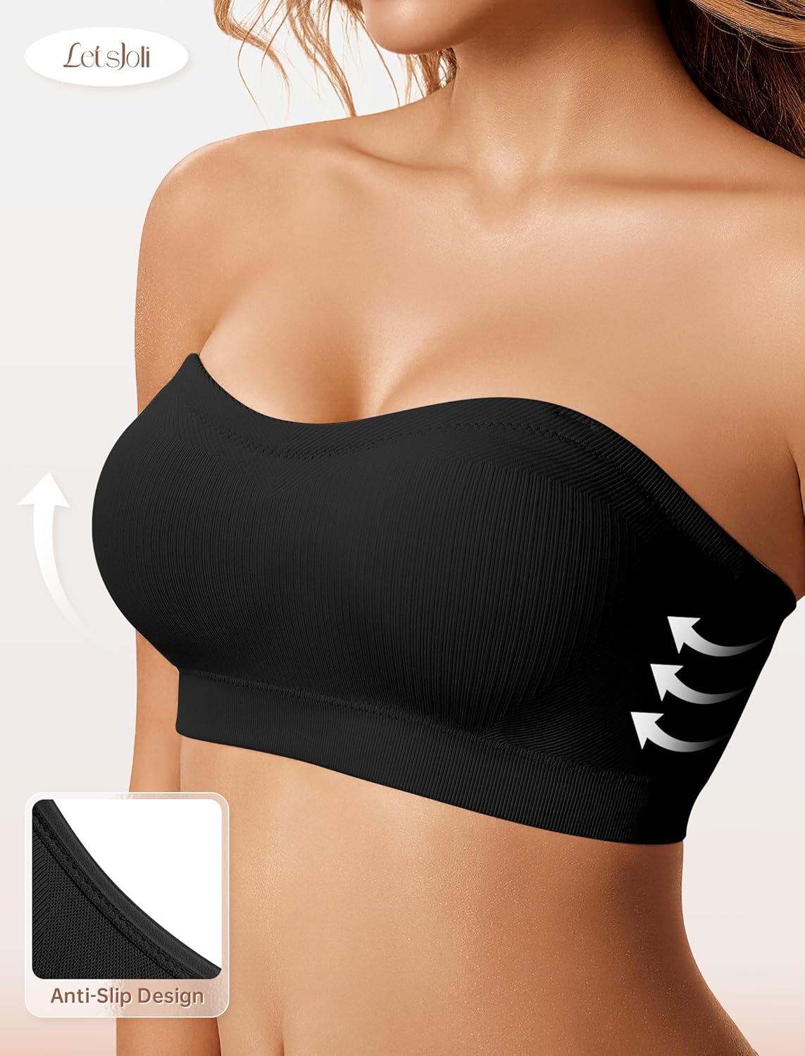 Push Up Strapless Bras for Women Supportive Bandeau Bra Non Slip Wireless No Underwire Padded Tube Bra - Image 2