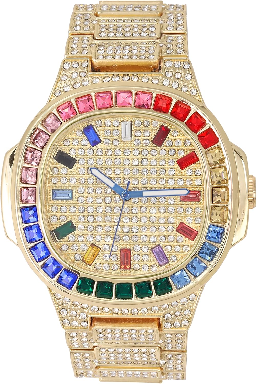 Charles Raymond Bling-ed Out Oblong Metal Mens Color on Blast Watch - 8475Color