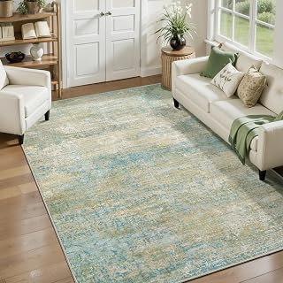 Tangsoo Abstract 4x6 Washable Rug, Modern Non Slip Rugs for Living Room
