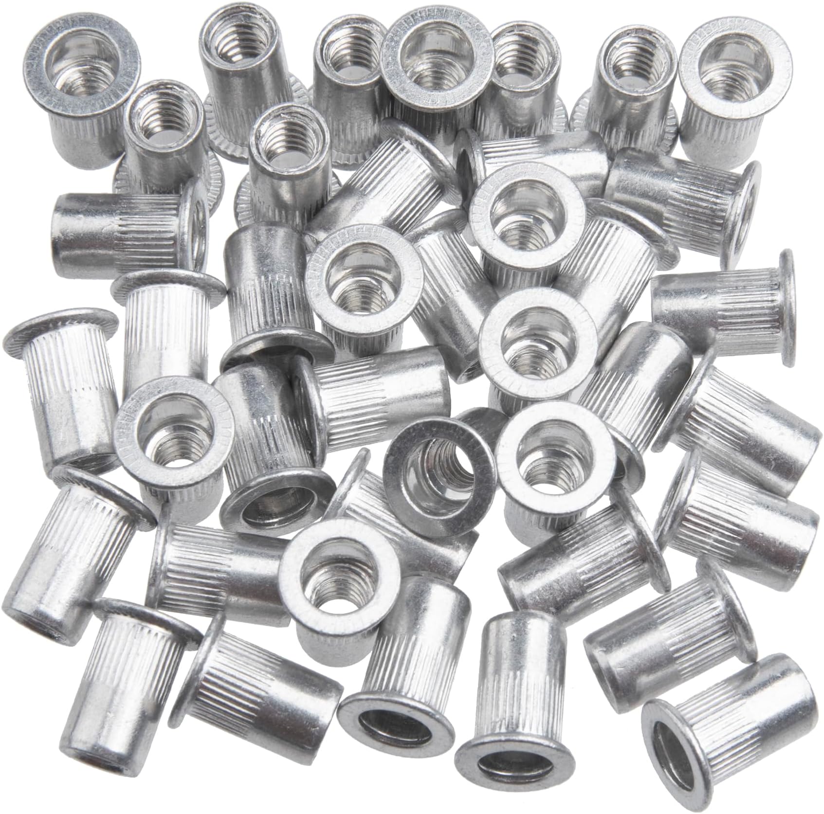 100 Pcs 1/4-20 Aluminum Flange Rivet Nuts, UNC Flat Head Threaded Insert Nut - Color Silver -100pcs | Guatemala - View #10