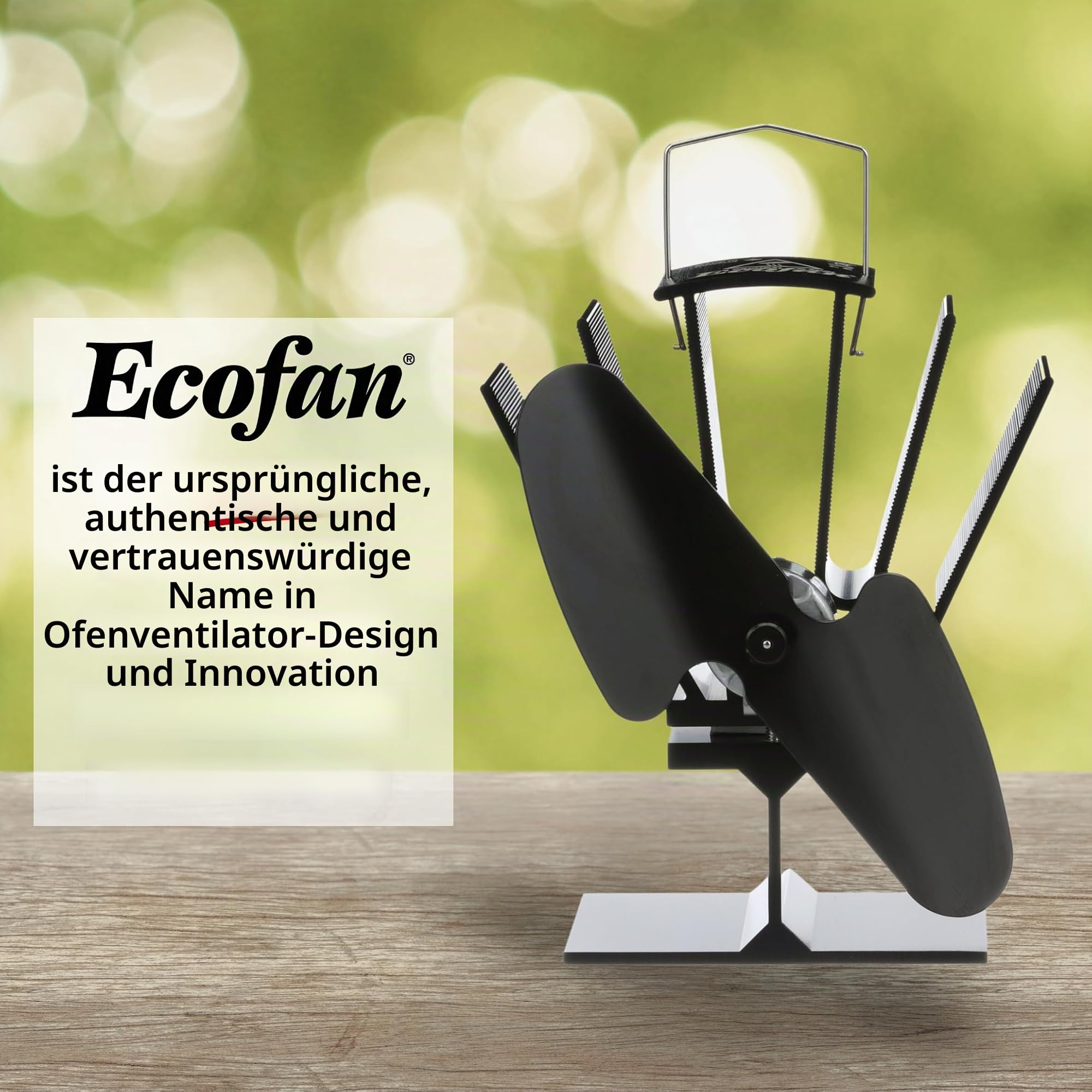 Ecofan Mini Ofenventilator – Kompaktes Klassik-Design – 85 CFM – Ideal für Holzöfen – Wärmebetriebener Ventilator zur Effizienten Luftzirkulation & Brennstoffeinsparung, Black