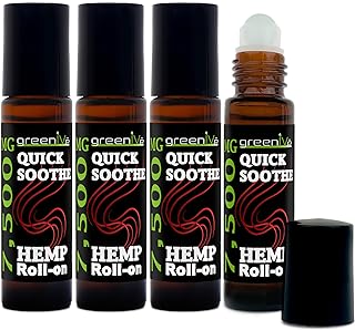 GreenIVe 7,500mg Hemp Roll-On Quick Soothe Therapeutic Essential Oil Blend for Topical Targeting Roll-On (4 Pack)