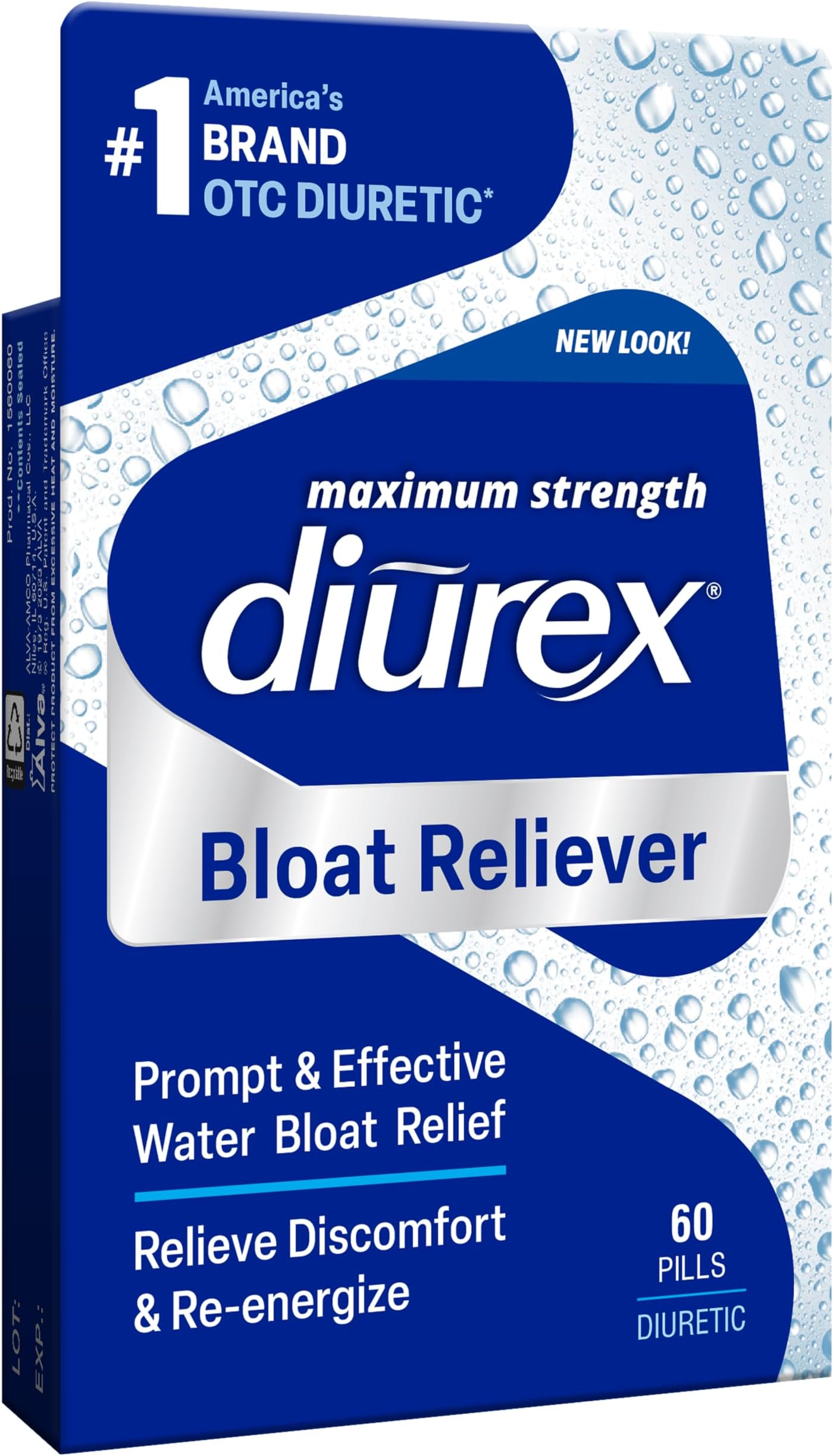 Diurex Ultimate Re-Energizing Water Pills - Maximum Strength Diuretic - Relieve Water Bloat - 60 Count