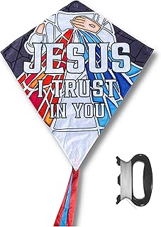 Spiritful Toys Christian Kite for Kids & Adults, Diamond Style Easy to Fly Kite, Easy to Assemble, Great Kite for Beginner, Gift for Easter or Pentecost (Divine Mercy)