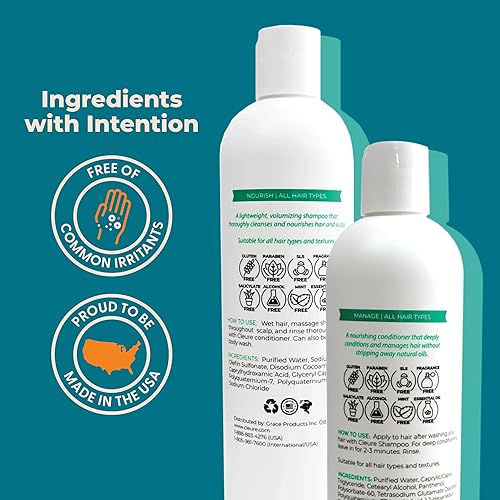 Miniatura 3 de Cleure Juego de champú y acondicionador sin sulfato, sin fragancia para pieles sensibles, champú voluminizador y acondicionador hidratante (12 onzas