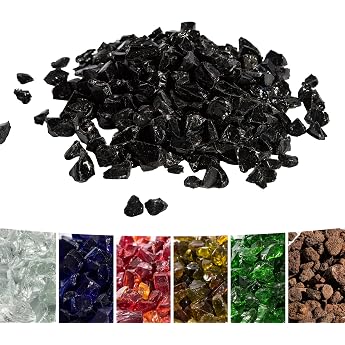 Teamson Home 4kg Lava Stones for Gas Fire Pit Fire Glass Safe for Outdoor Gas Fire Pits Black