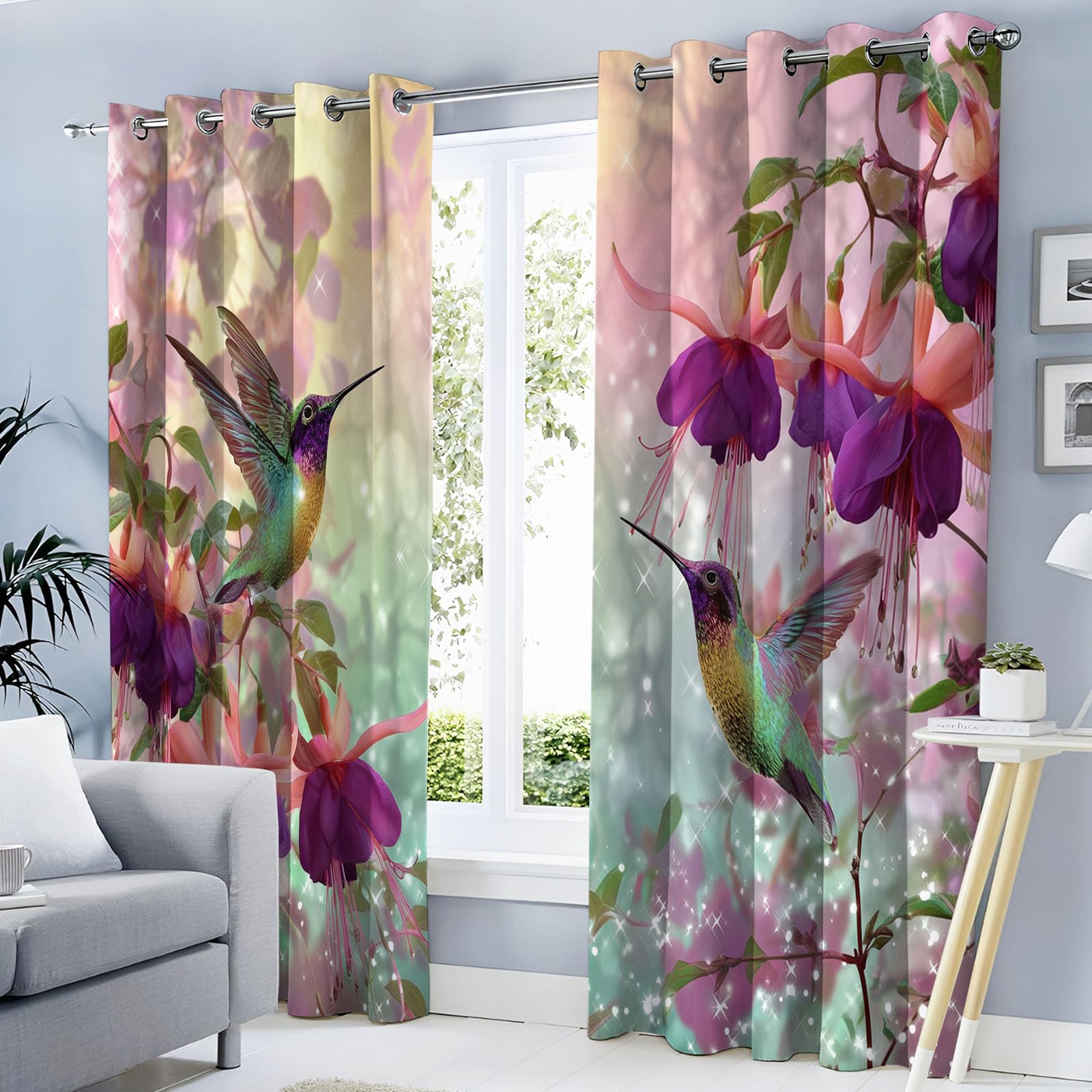 Rideau Rêve Oeillets Isolation Thermique 140x225 cm | Paire de Rideaux Occultants Rose Violet