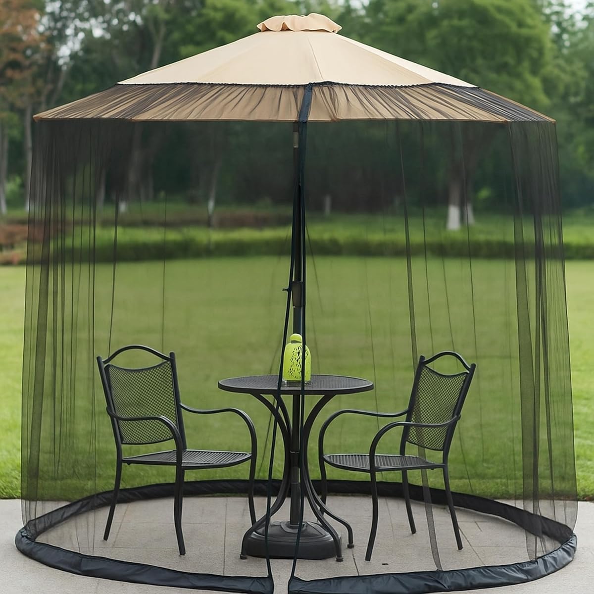 7.5-10 FT Mosquito Netting for Patio Umbrella Double Sided Outdoor Patio Umbrella Canopy Netting & Gazebo, Easy Installation, Black （Only Mosquito Net ）
