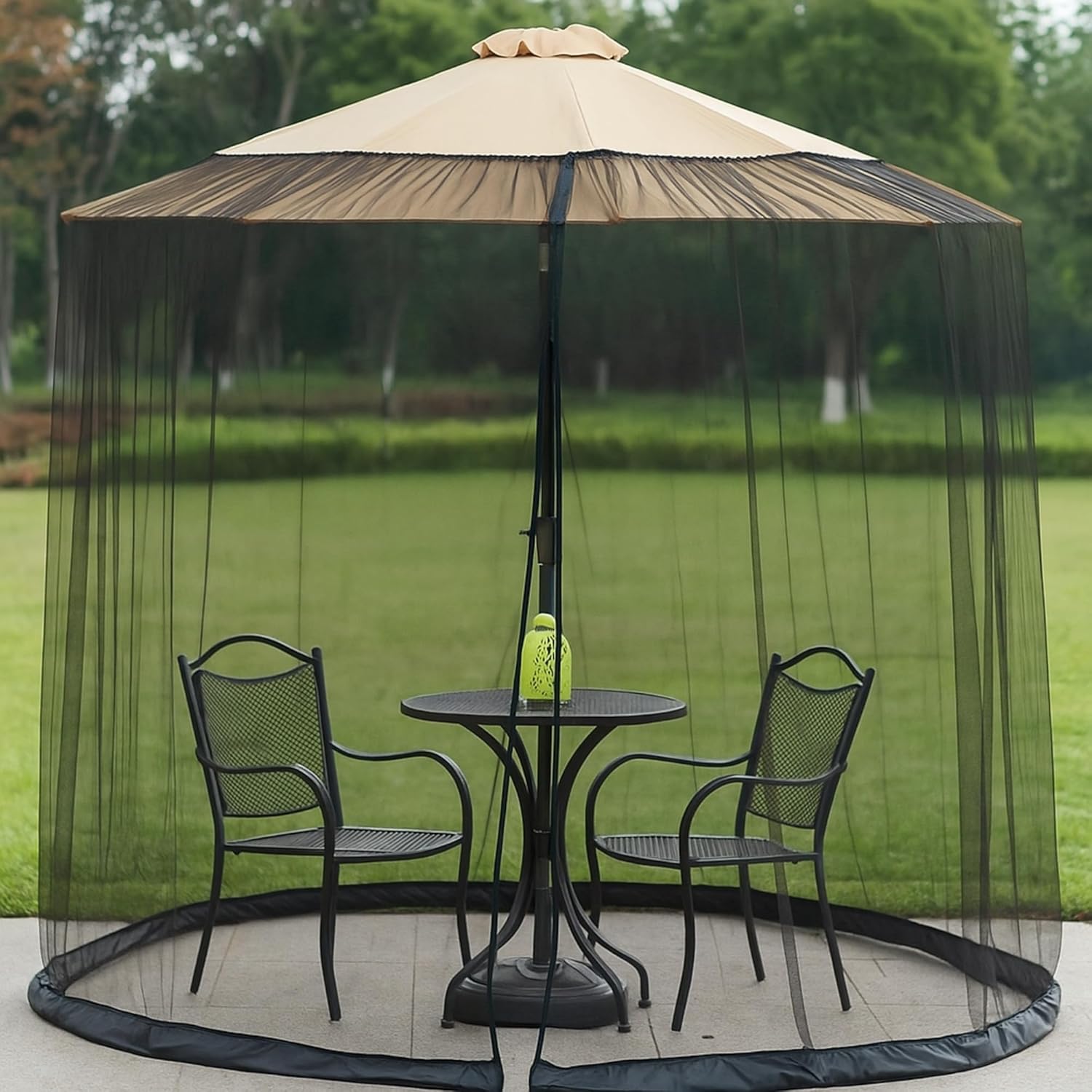 15 FT Mosquito Netting for Patio Umbrella Double Sided Outdoor Patio Umbrella Canopy Netting &10x10 ft Gazebo, Easy Installation, Black （Only Mosquito Net ）