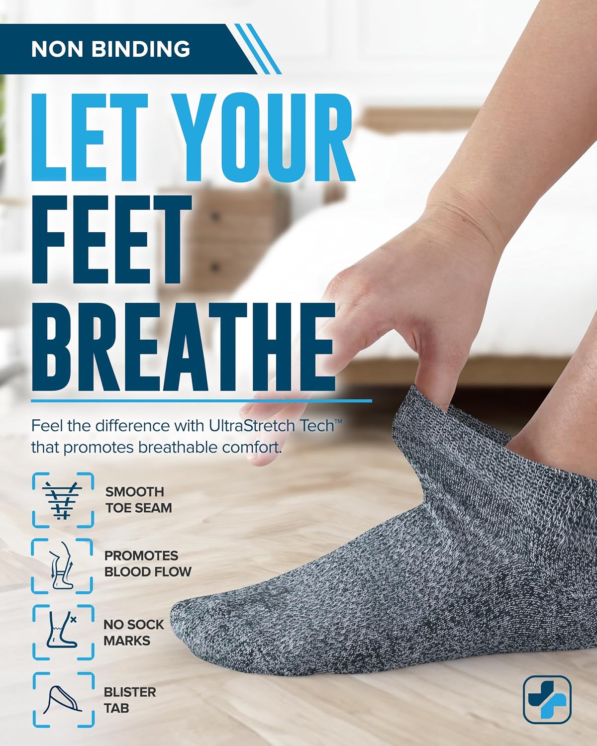 Doctor's Select Viscose Bamboo Ankle Diabetic Socks for Women and Men - 6 Pairs | Super Soft, Non Binding, Loose Wide Top - Image 2