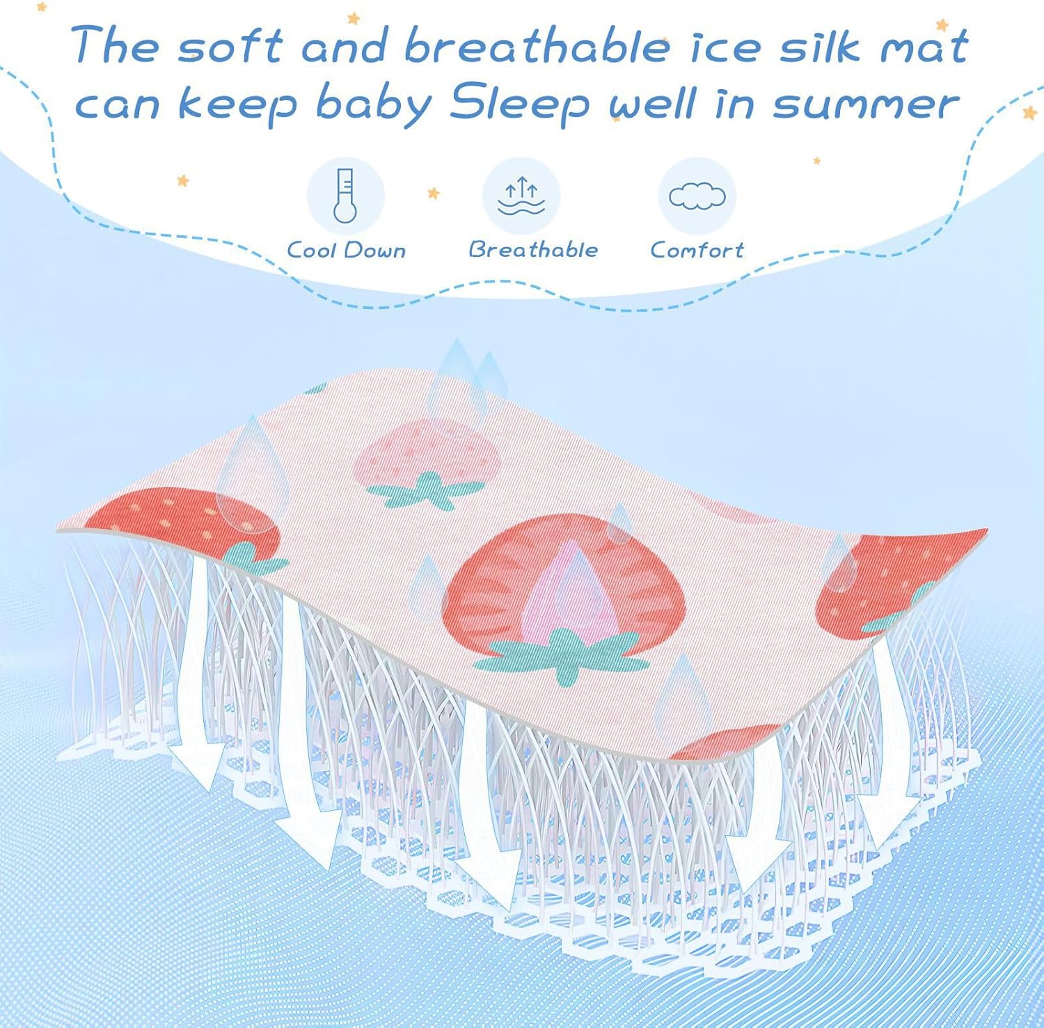 Pink Strawberry Cooling Baby Crib Mattress pad 28" x 52" Breathable Bed Pads Disposable for Baby&Toddler